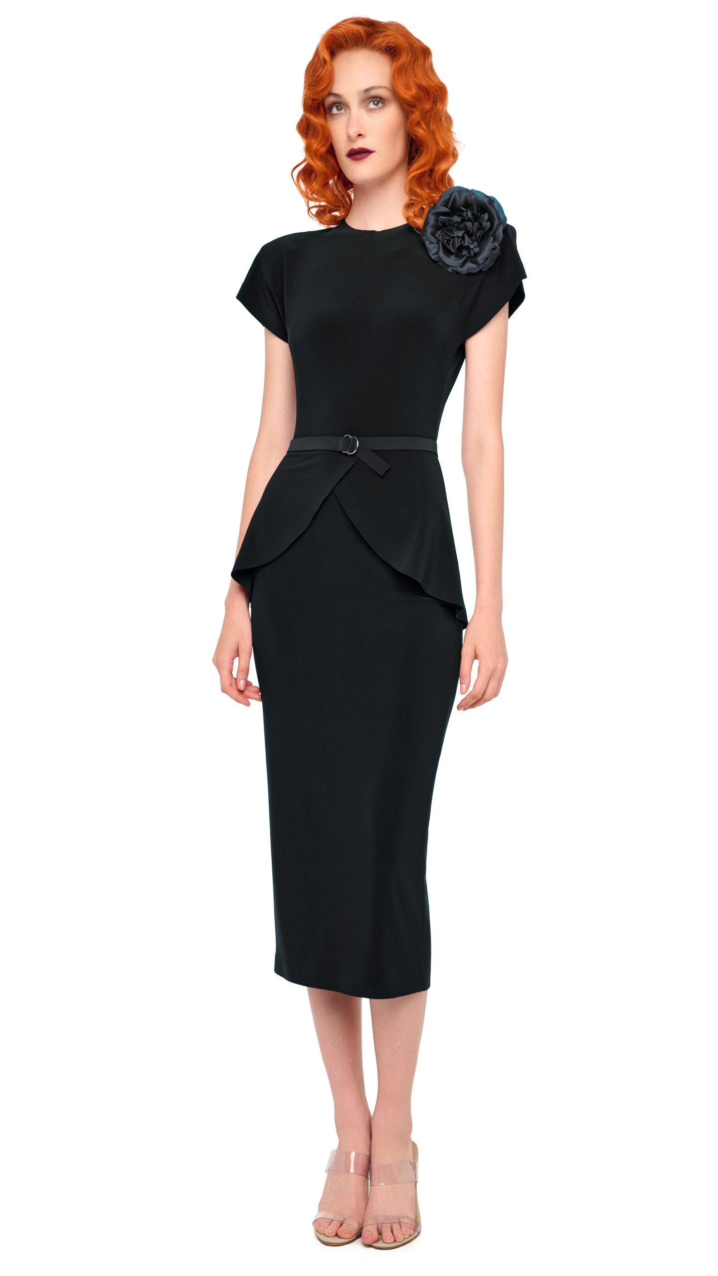 Norma Kamali Cap Sleeve Peplum Dress | Ready to Wear Collection Coveti Elevate your elegance in this Norma Kamali from the resort wear edit