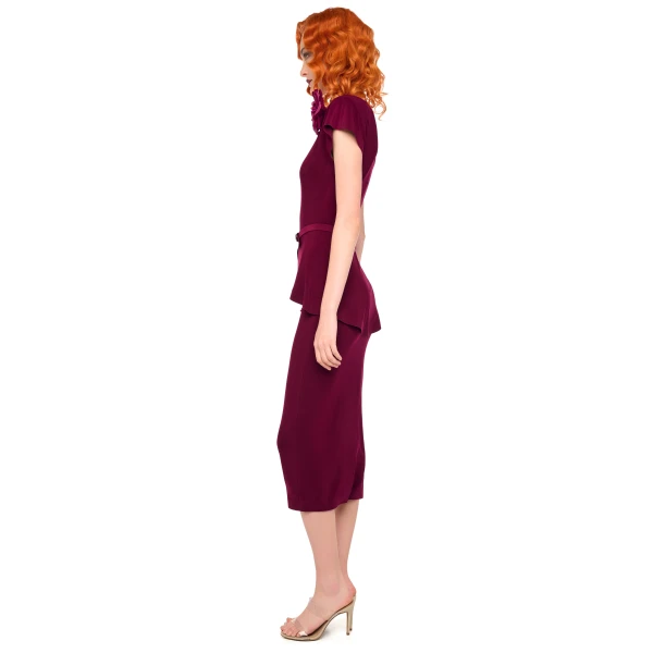 Norma Kamali Cap Sleeve Shoulder Pad Peplum Dress, view 2