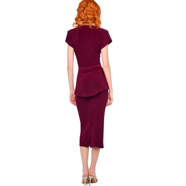 Norma Kamali Cap Sleeve Shoulder Pad Peplum Dress, view 5