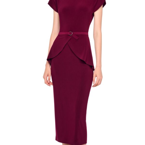 Cap Sleeve Shoulder Pad Peplum Dress