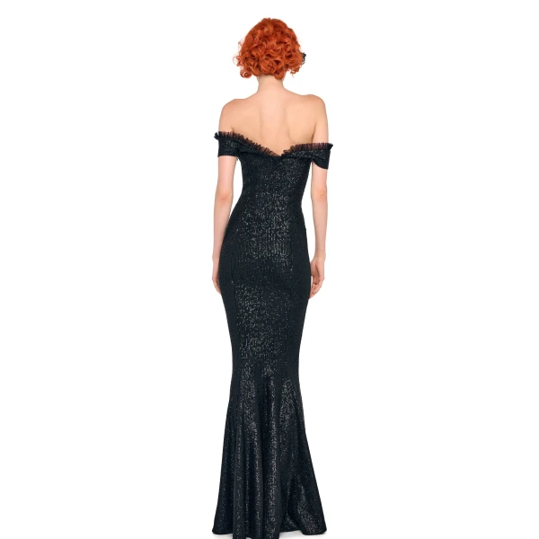 Norma Kamali Double Drop Shoulder Grace Fishtail Gown, view 5