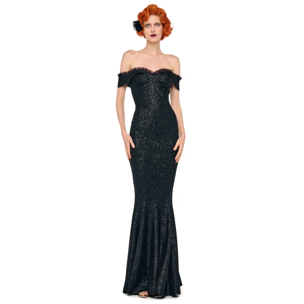 Norma Kamali Double Drop Shoulder Grace Fishtail Gown