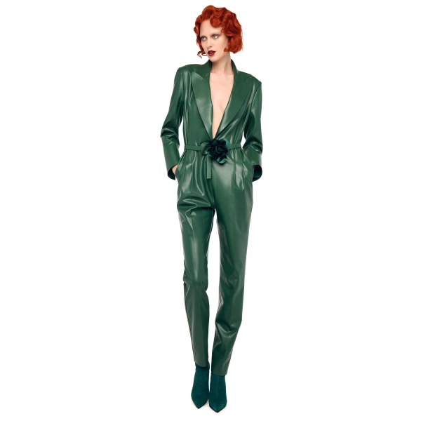Norma Kamali Easy Fit Single Breasted Tapered Leg Jumpsuit