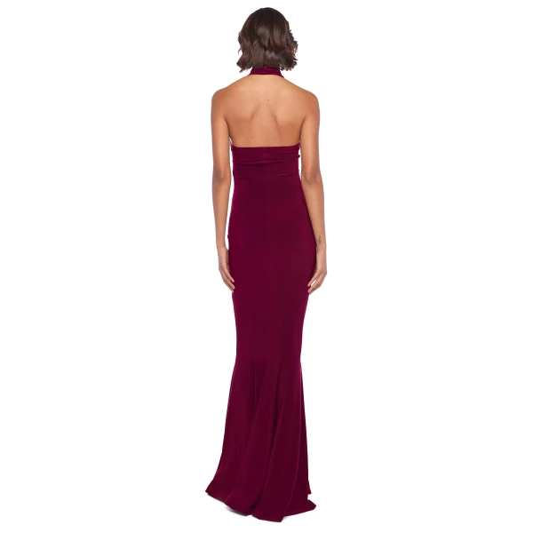 Norma Kamali Halter Turtle Fishtail Gown, view 4