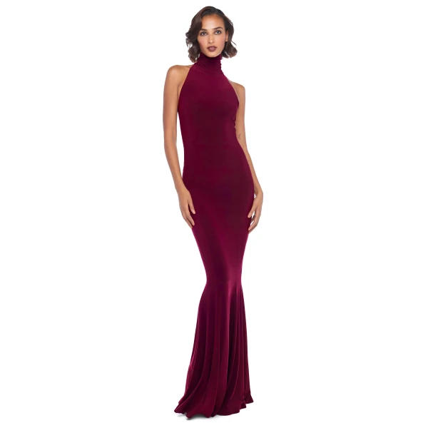 Norma Kamali Halter Turtle Fishtail Gown