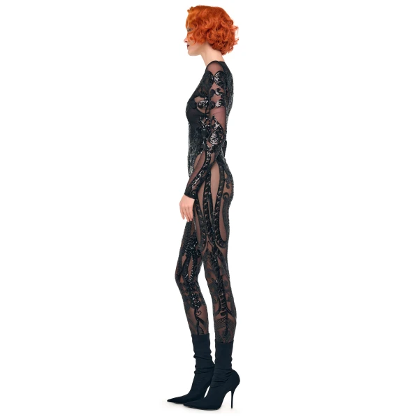 Norma Kamali Long Sleeve Crew Neck Catsuit Top, view 2