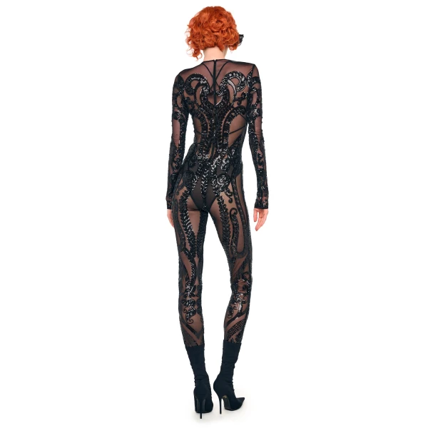 Norma Kamali Long Sleeve Crew Neck Catsuit Top, view 3