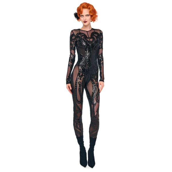 Norma Kamali Long Sleeve Crew Neck Catsuit Top