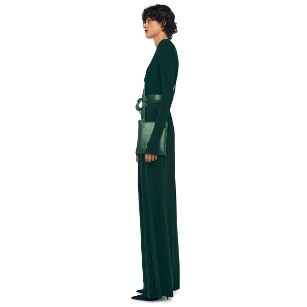 Norma Kamali Long Sleeve Shoulder Pad V Neck Top, view 2