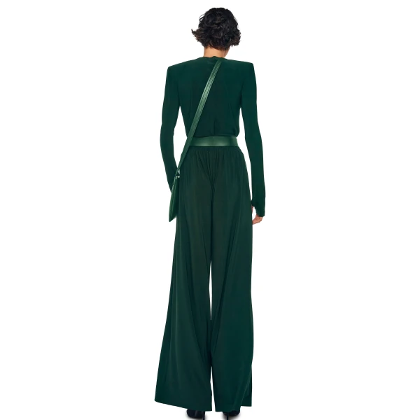 Norma Kamali Long Sleeve Shoulder Pad V Neck Top, view 4