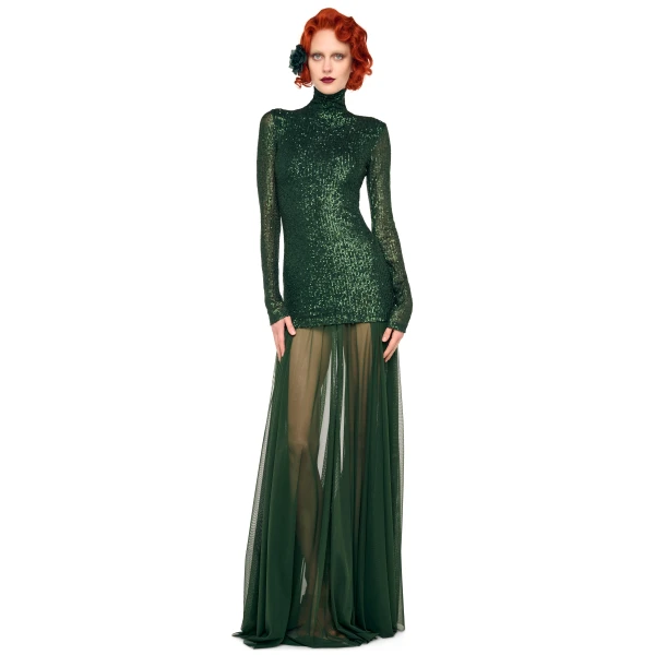 Norma Kamali Long Sleeve Slim Fit Turtleneck Pickleball Dress