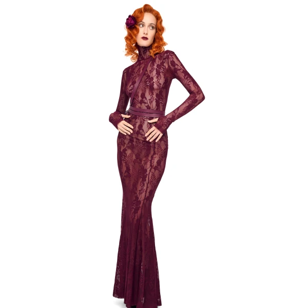 Norma Kamali Long Sleeve Turtle Fishtail Gown, view 4