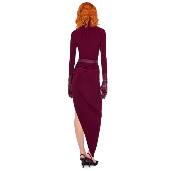 Norma Kamali Long Sleeve Turtle Neck Side Drape Gown, view 5