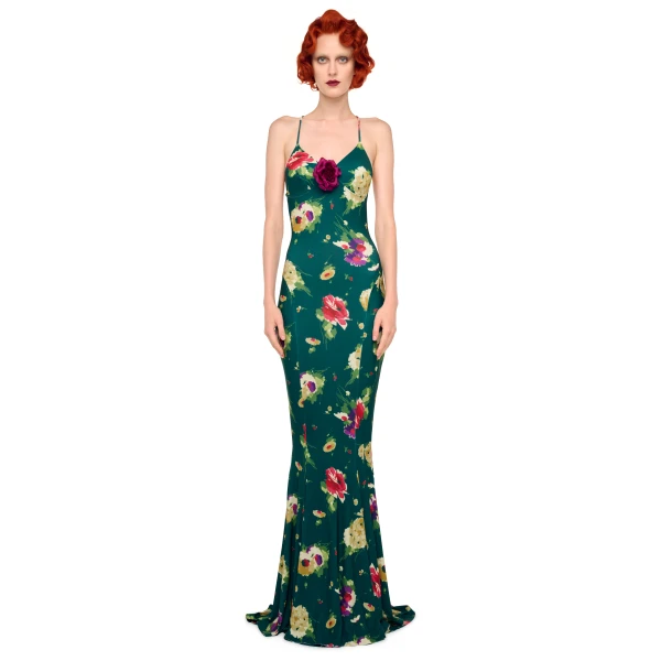 Norma Kamali Low Back Slip Fishtail Gown, view 4