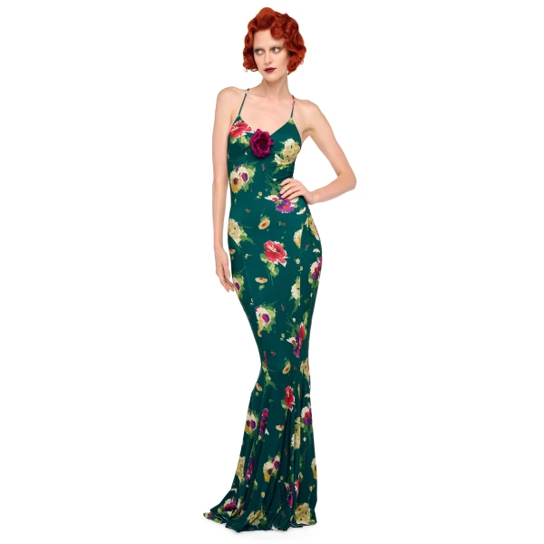 Norma Kamali Low Back Slip Fishtail Gown