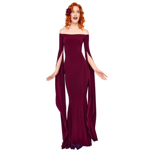 Norma Kamali Off Shoulder Ribbon Sleeve Fishtail Gown, view 4