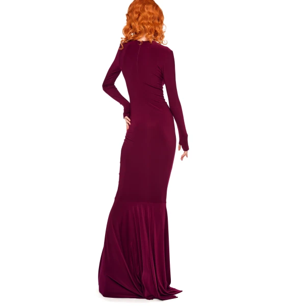 Norma Kamali Shirred Front Fishtail Gown, view 5