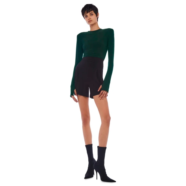 Shoulder Pad Long Sleeve Crew Top