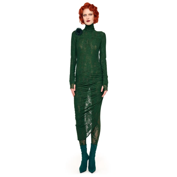 Norma Kamali Turtleneck Side Drape Dress, view 4