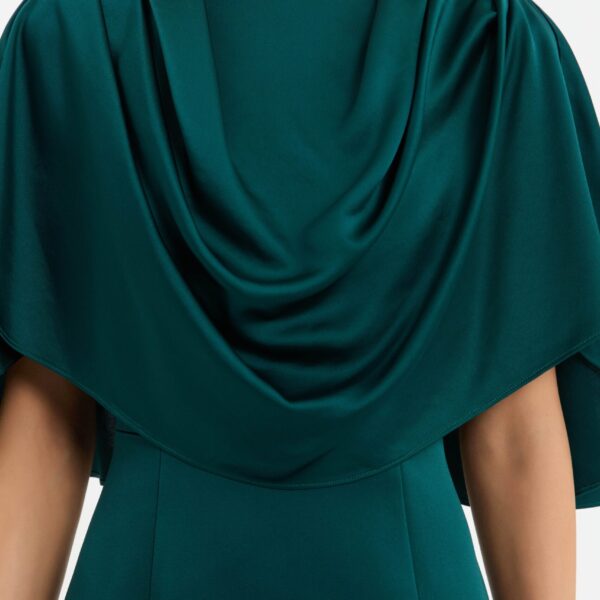 Rebecca Vallance Green Dresses The Ellerie Cape Gown in forest green embodies timeless sophistication
