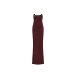 Rebecca Vallance Red Dresses The Alora Strapless Gown is captivating in a rich wine hue