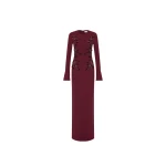 Rebecca Vallance Red Dresses The Lulee Long Sleeve Gown embodies feminine elegance in a rich wine hue