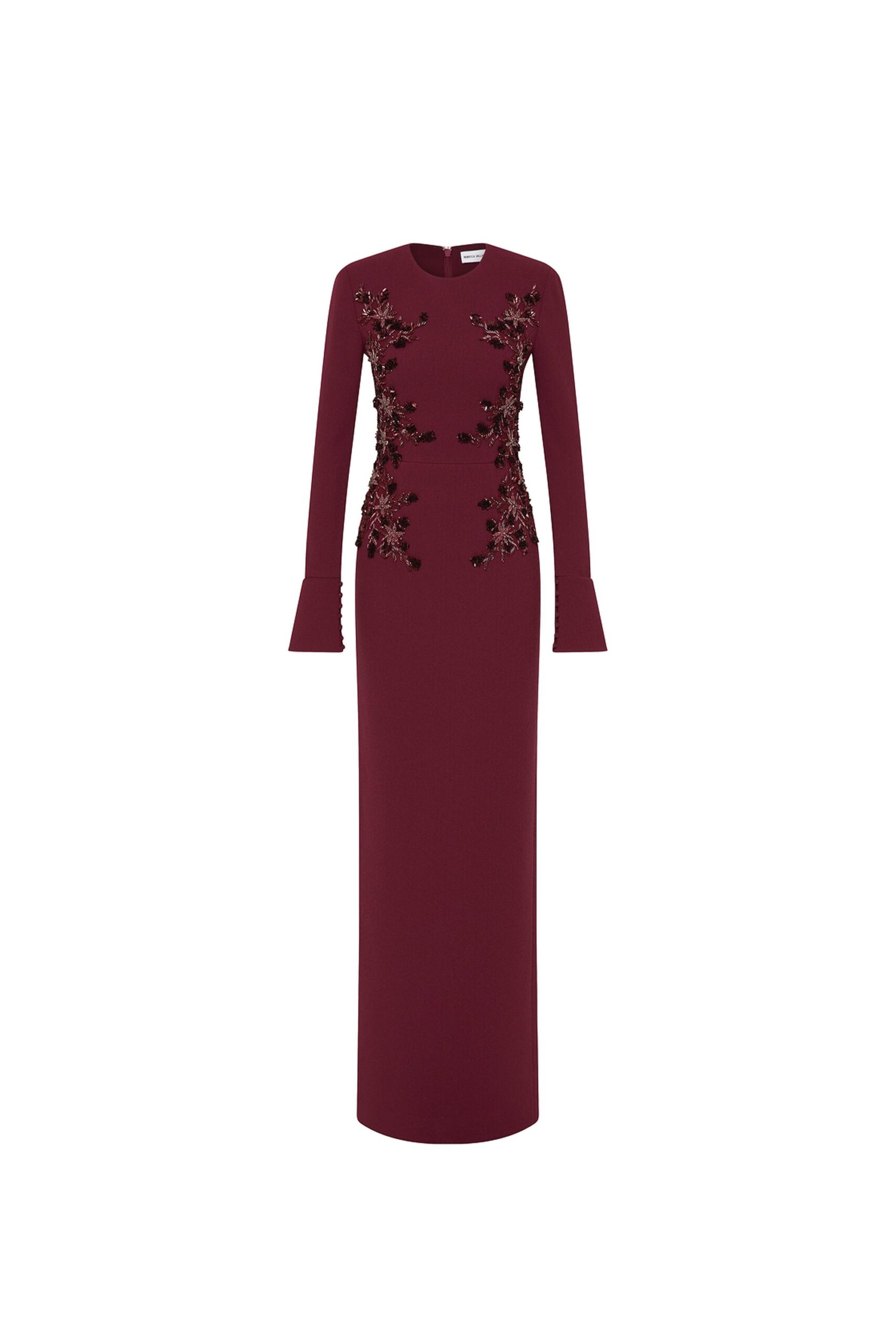 Rebecca Vallance Lulee Long Sleeve Gown Rebecca Vallance Red Dresses The Lulee Long Sleeve Gown embodies feminine elegance in a rich wine hue
