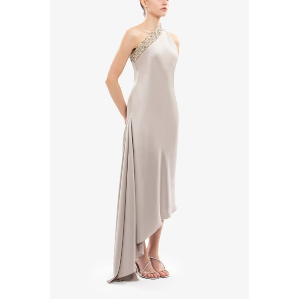 Saiid Kobeisy Asymmetrical One-Shoulder Embellished Dress, view 3