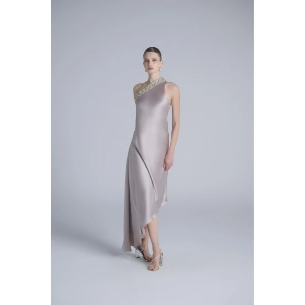 Saiid Kobeisy Asymmetrical One-Shoulder Embellished Dress, view 5