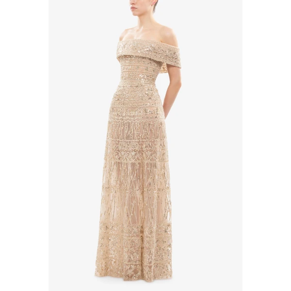 Saiid Kobeisy Beaded Tulle Dress, view 3