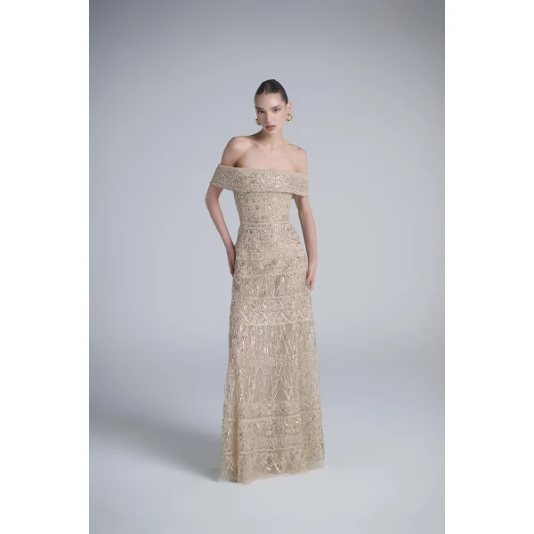 Saiid Kobeisy Beaded Tulle Dress, view 5