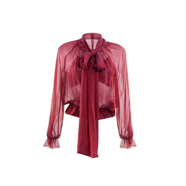 Saiid Kobeisy Chiffon bow chemise