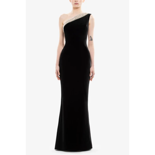 Saiid Kobeisy Crystal Embellished One-Shoulder Dress, view 2