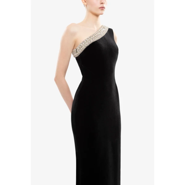 Saiid Kobeisy Crystal Embellished One-Shoulder Dress, view 3