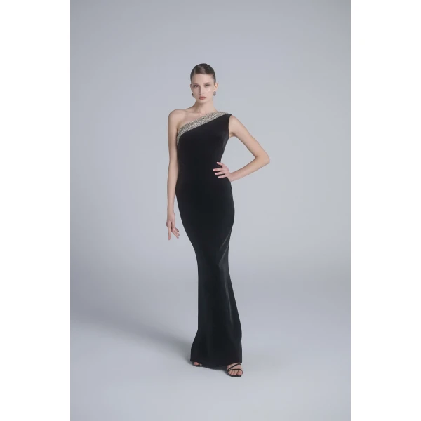 Saiid Kobeisy Crystal Embellished One-Shoulder Dress, view 5