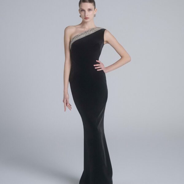 Saiid Kobeisy Crystal Embellished One-Shoulder Dress