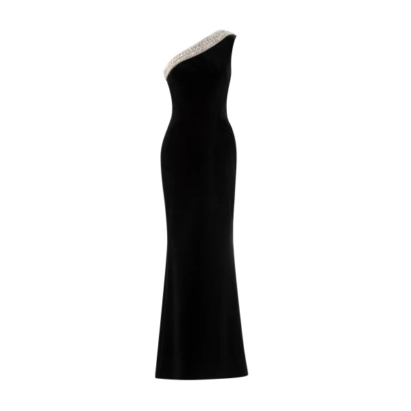 Crystal Embellished One-Shoulder Dress