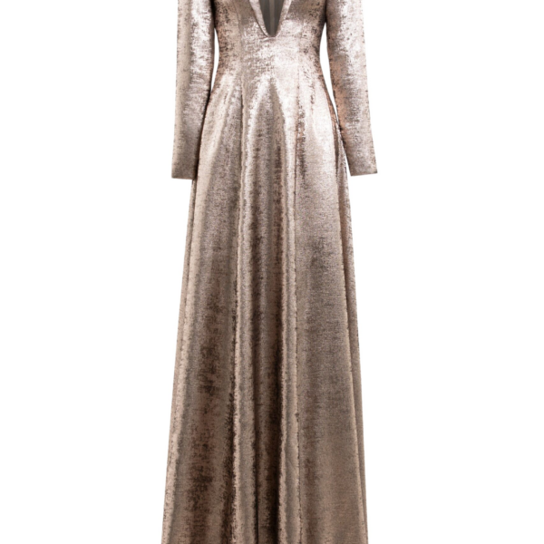 Saiid Kobeisy Embellished Off-Shoulder Lamé Dress