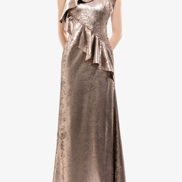 Saiid Kobeisy Embellished One-Shoulder Lamé Dress