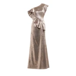Saiid Kobeisy Embellished One-Shoulder Lamé Dress