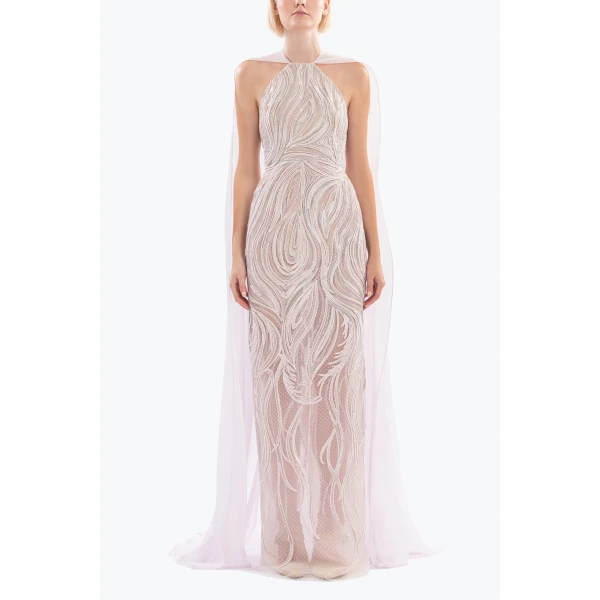 Saiid Kobeisy Embellished halter neck long dress, view 2