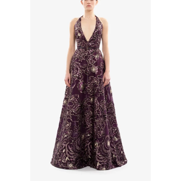 Saiid Kobeisy Embroidered long dress, view 2