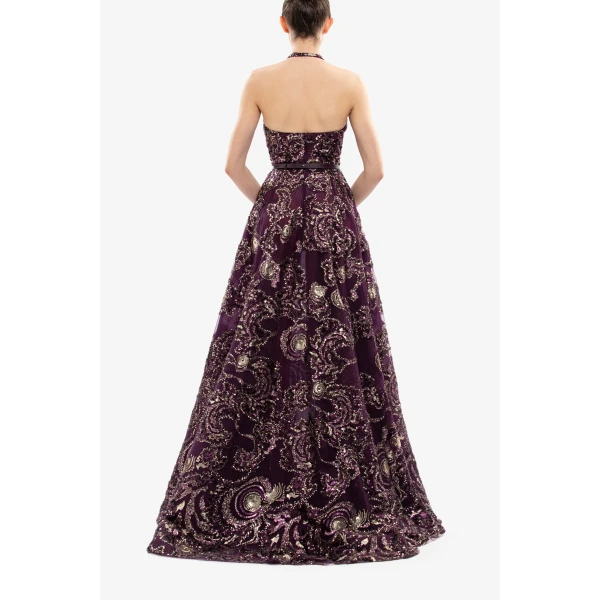 Saiid Kobeisy Embroidered long dress, view 4