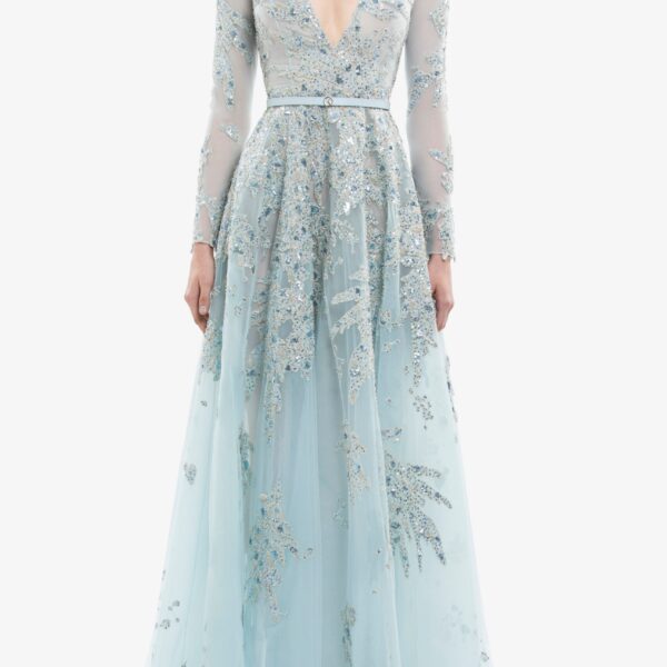 Saiid Kobeisy Embroidered Tulle Long Dress