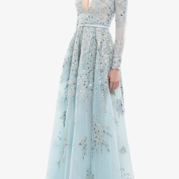 Saiid Kobeisy Embroidered Tulle Long Dress