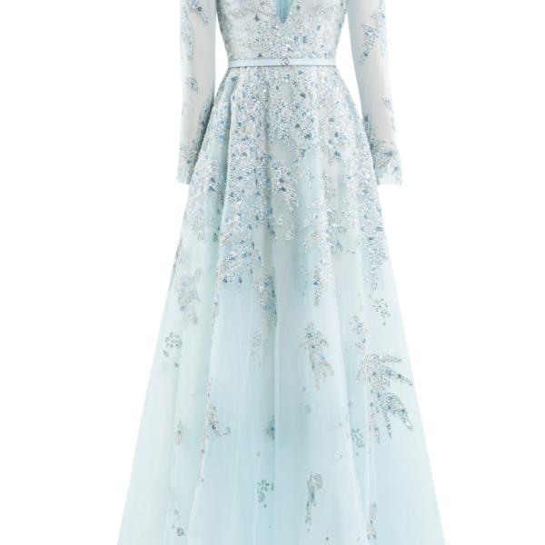 Saiid Kobeisy Embroidered Tulle Long Dress