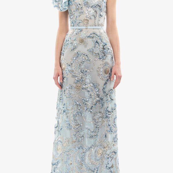 Saiid Kobeisy Embroidered Tulle Ruffled Dress