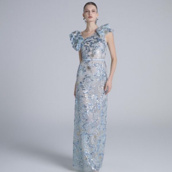 Saiid Kobeisy Embroidered Tulle Ruffled Dress