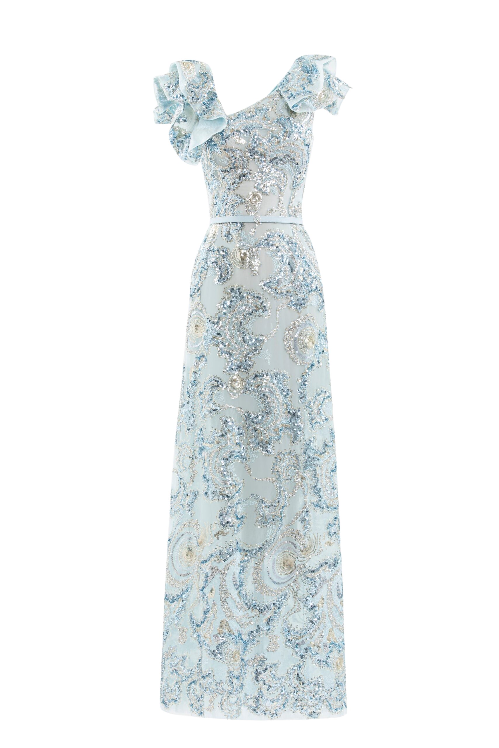 Saiid Kobeisy Embroidered Tulle Ruffled Dress