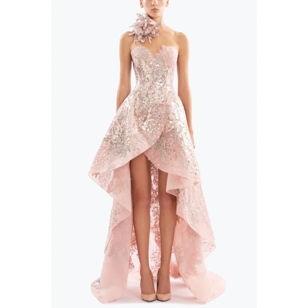 Saiid Kobeisy Embroidered high-low dress, view 2